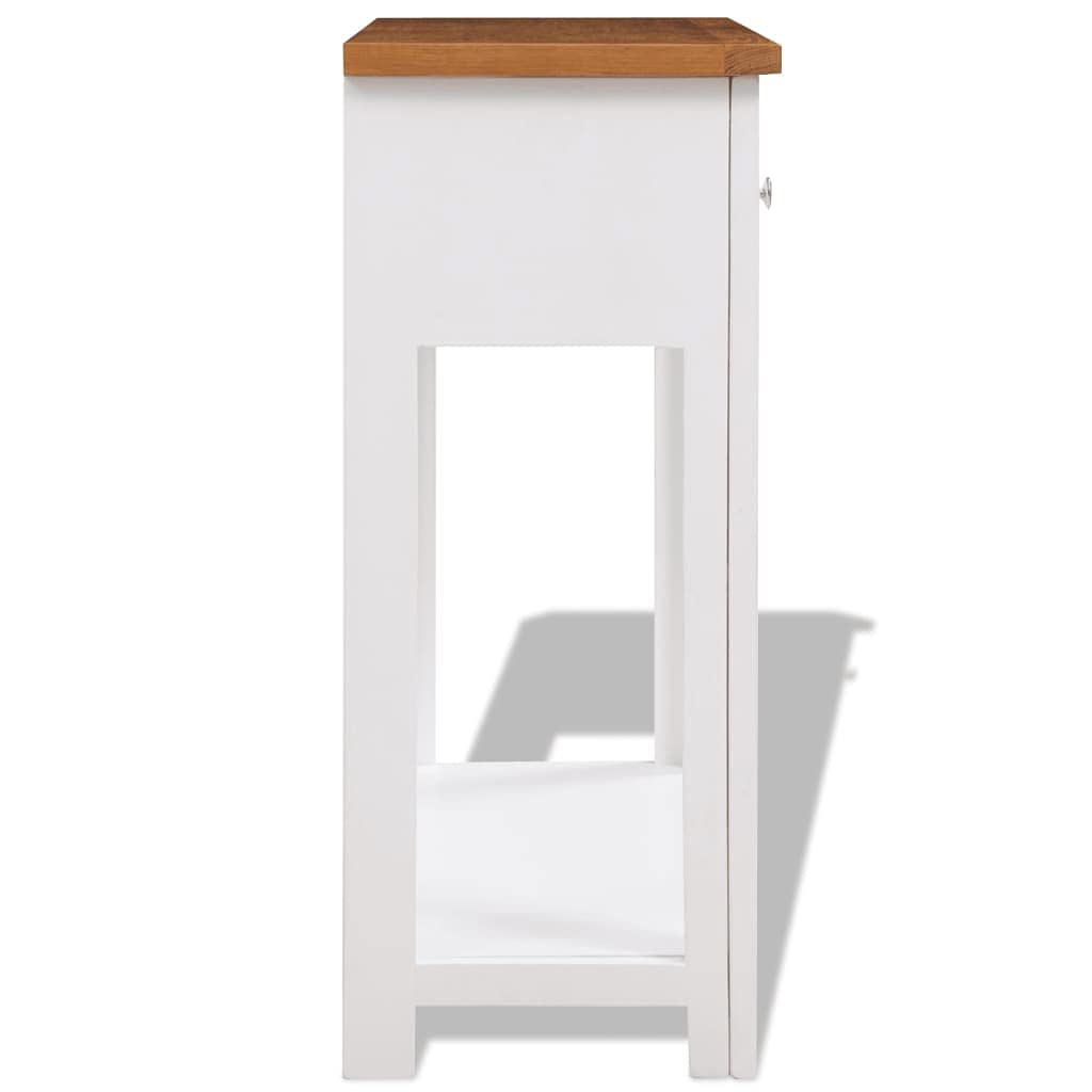 Solid Oak Wood Console Table with 2 Drawers and 1 Shelf E756698