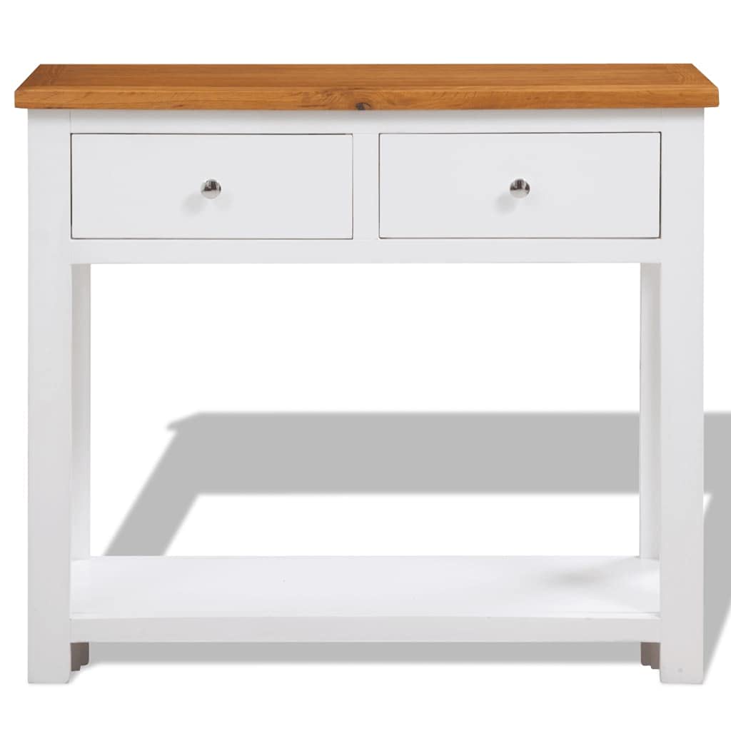 Solid Oak Wood Console Table with 2 Drawers and 1 Shelf E756698