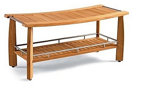 Teak Wood Outdoor Double Shower Backless Bench N33697