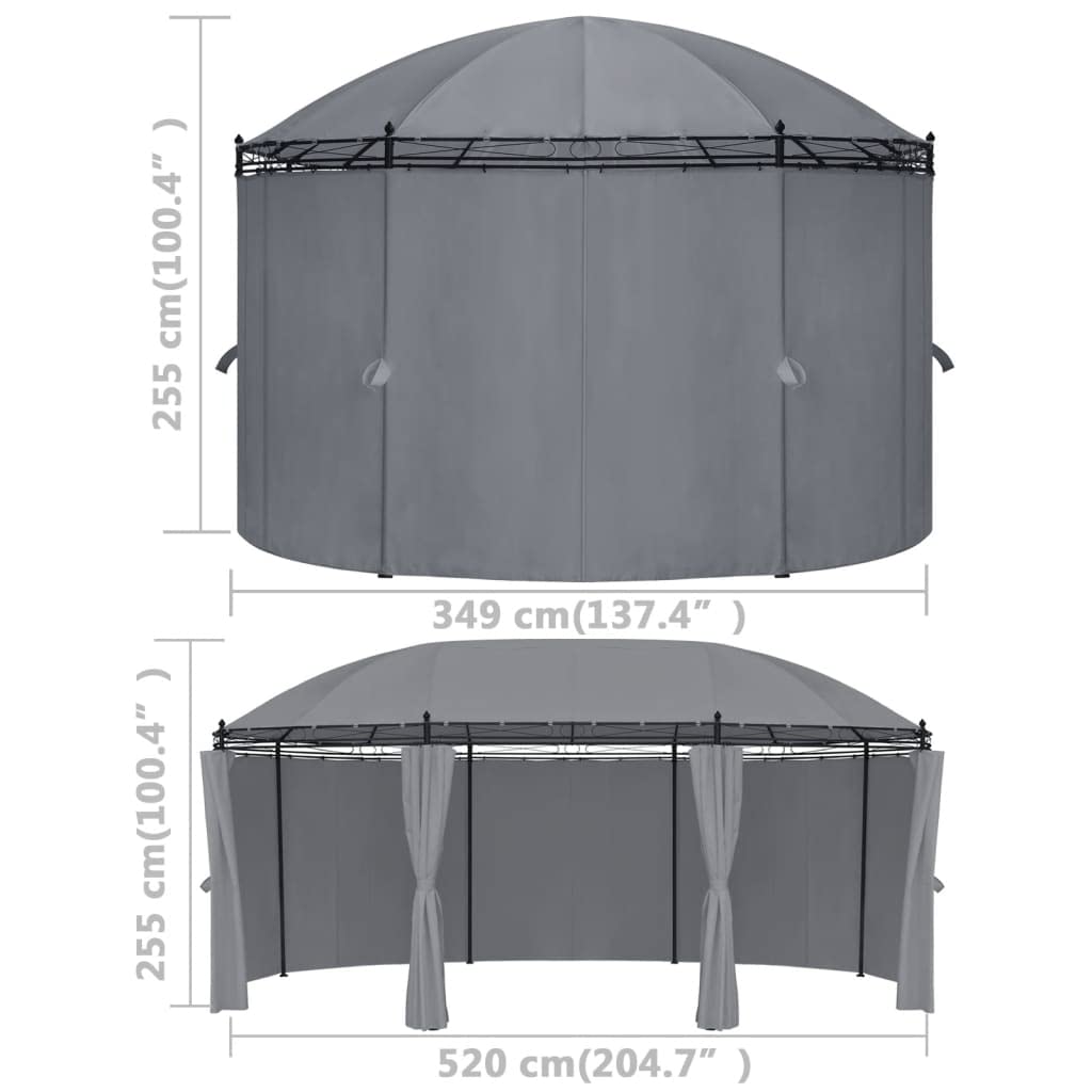 Gazebo with Curtains, Party Tent, Canopy Tent, 204.7"x137.4"x100.4" Anthracite E475