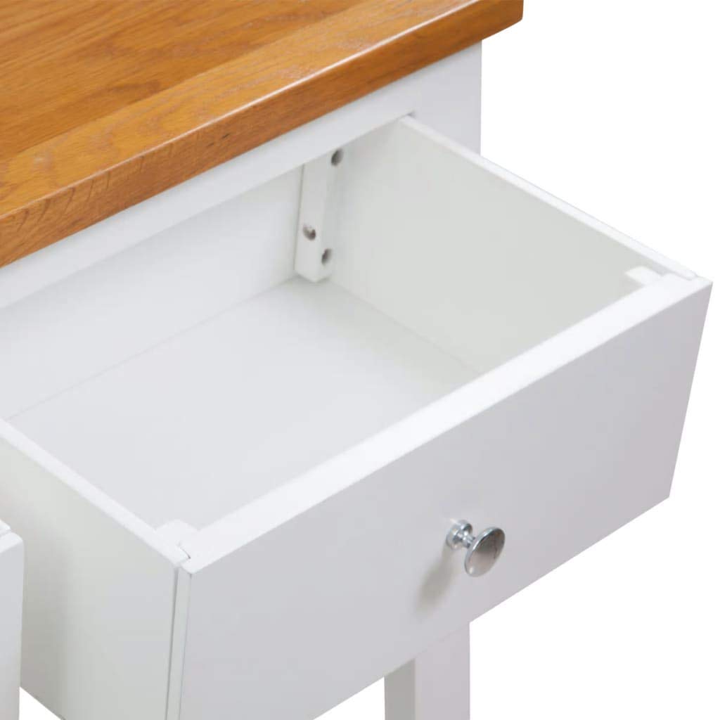 Solid Oak Wood Console Table with 2 Drawers and 1 Shelf E756698