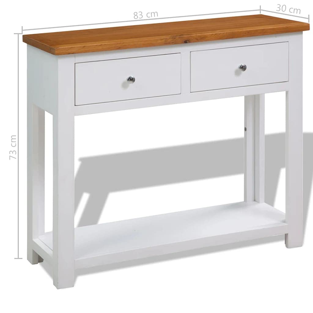 Solid Oak Wood Console Table with 2 Drawers and 1 Shelf E756698
