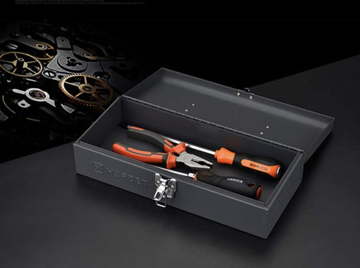 Metal Tool Box with Organizer Tray and Handle J960858