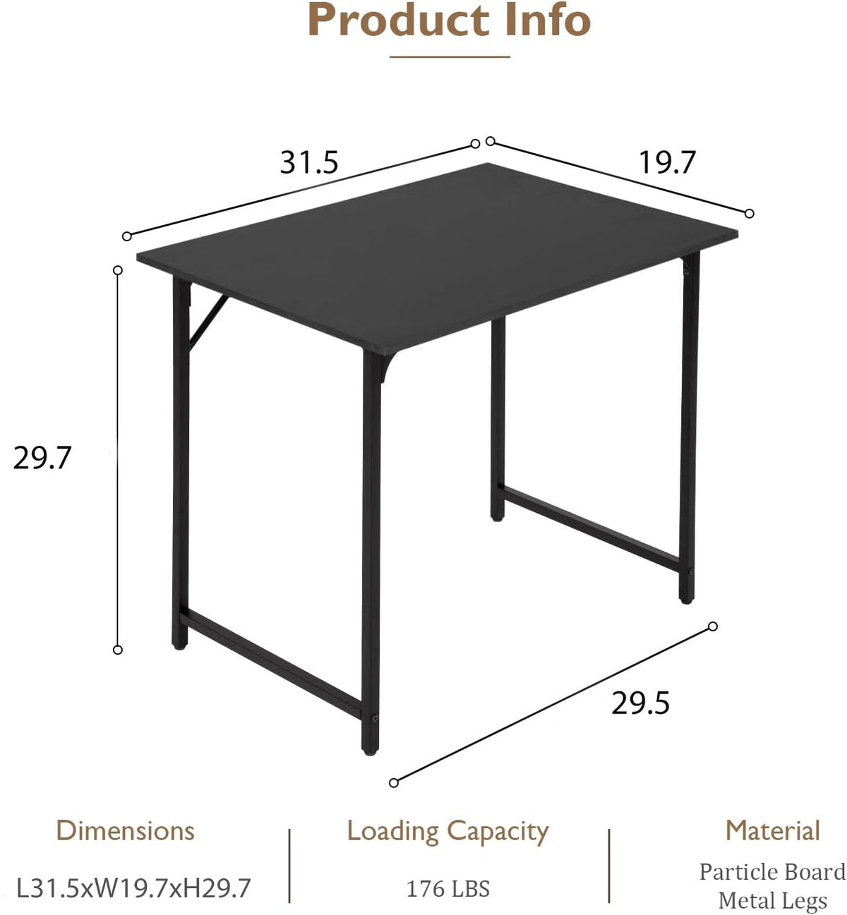 32 Inch Black Computer Desk E155