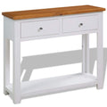 Solid Oak Wood Console Table with 2 Drawers and 1 Shelf E756698