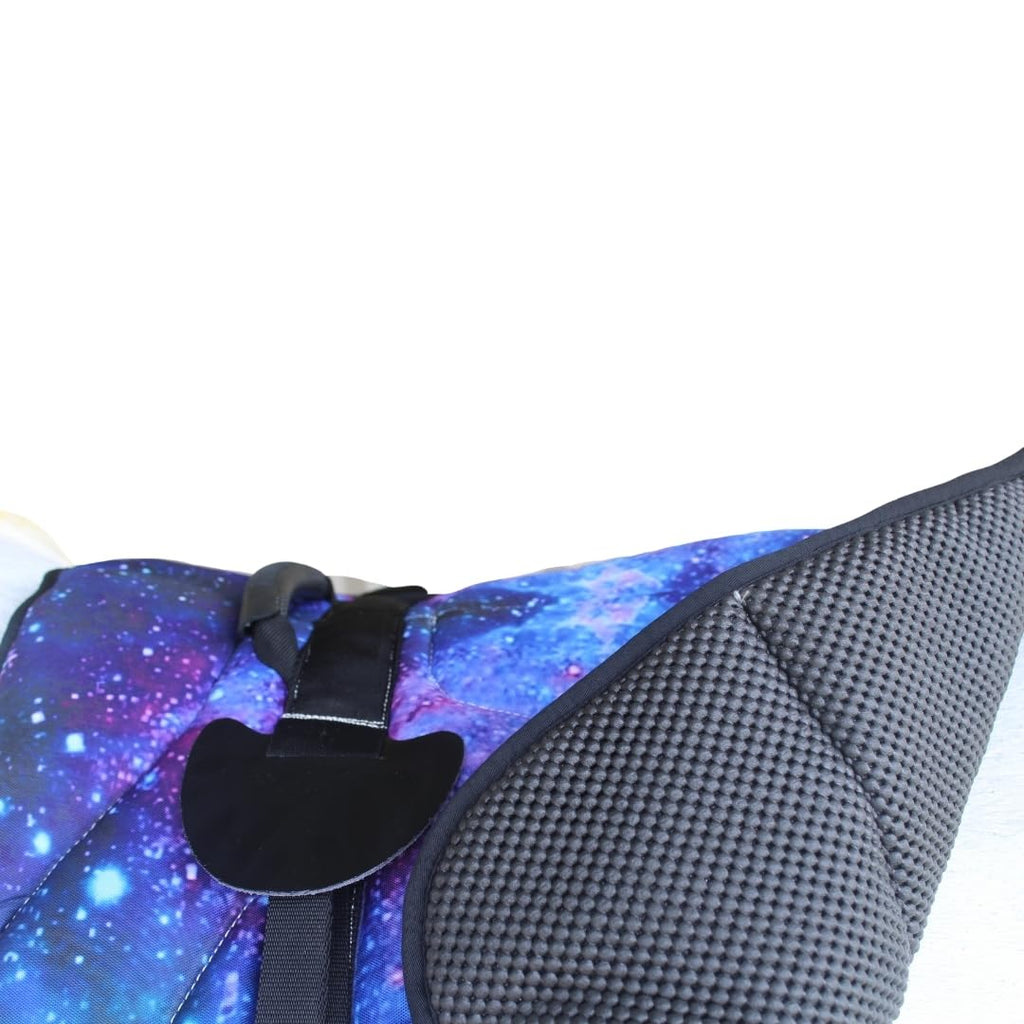 Neoprene Padded Anti-Slip Bareback Saddle Pad Blue Plaid E95611