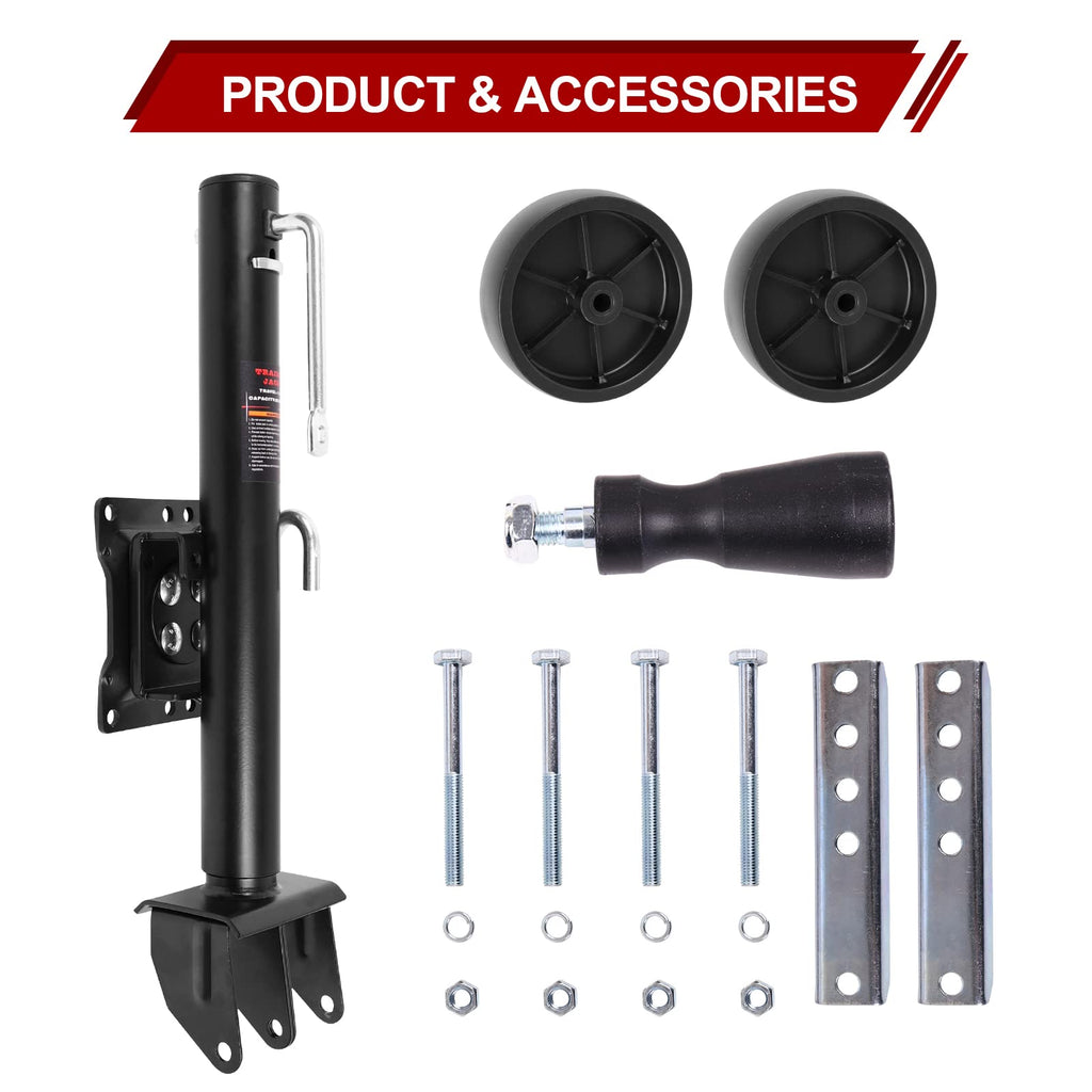 2000 lbs Dual Wheel Trailer Jack with 6" Caster Wheels I389