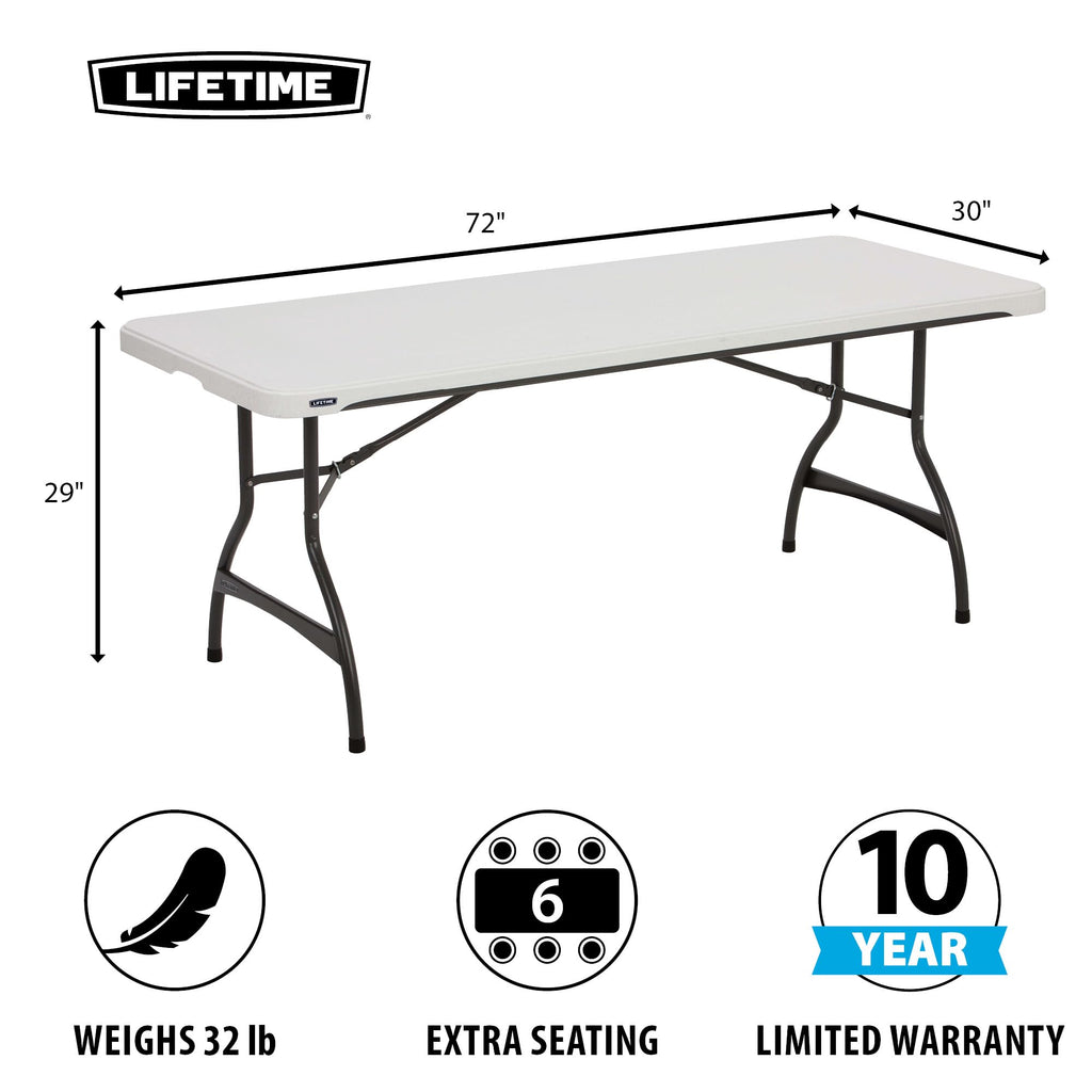 6 Ft Rectangular 4 Folding Tables and 24 Chairs Set White Granite R231833