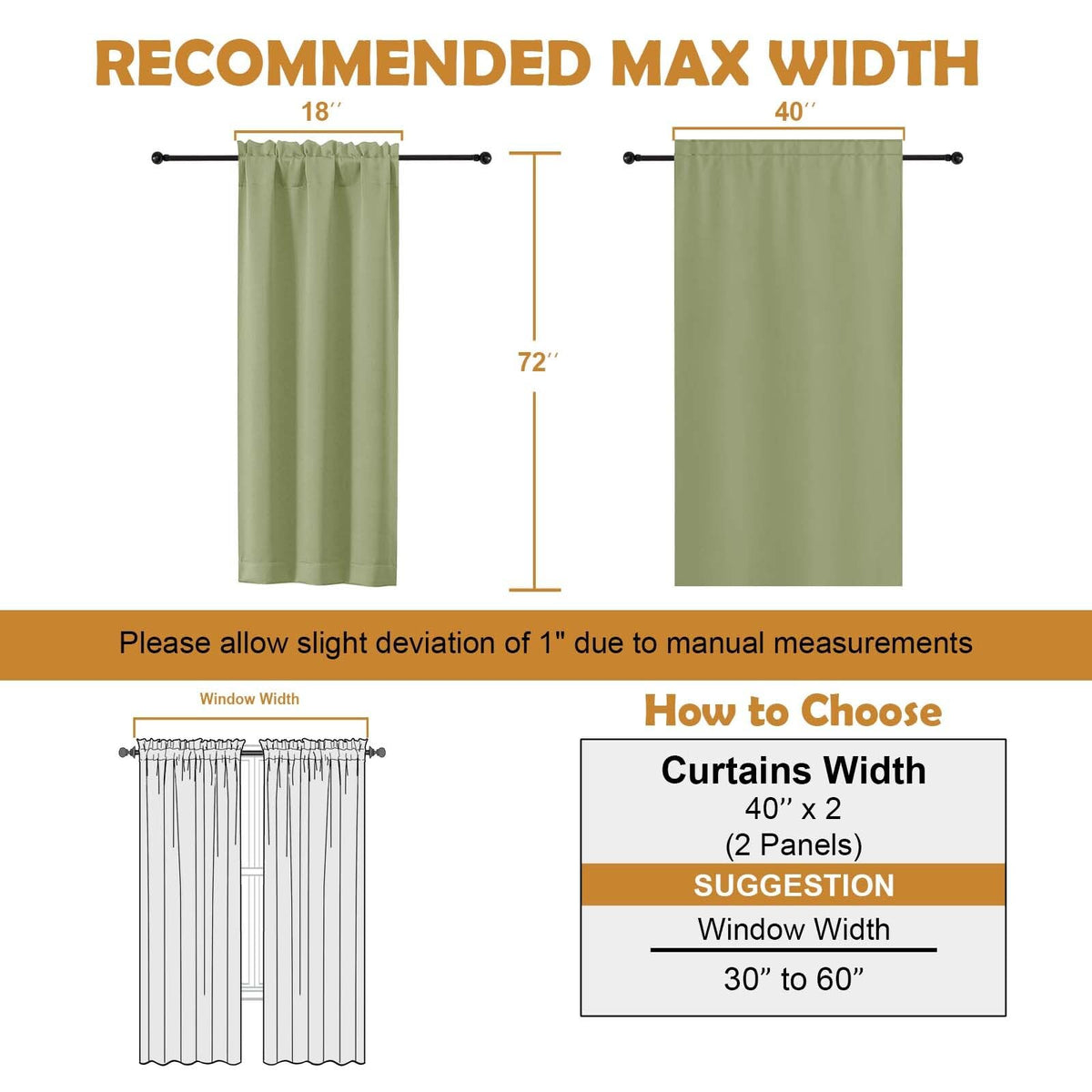 Sage Green 72 Inch Blackout Curtains 2 Panels Set R974561