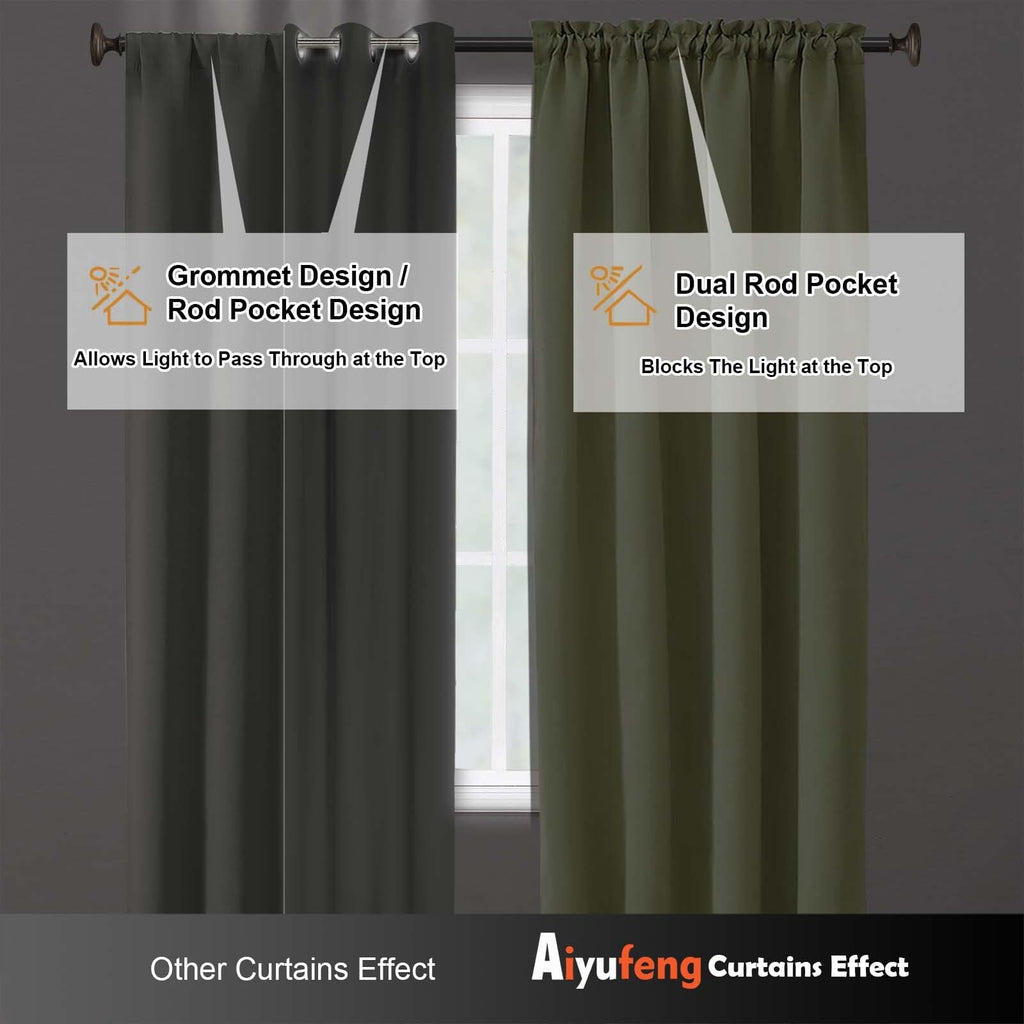 Sage Green 72 Inch Blackout Curtains 2 Panels Set R974561