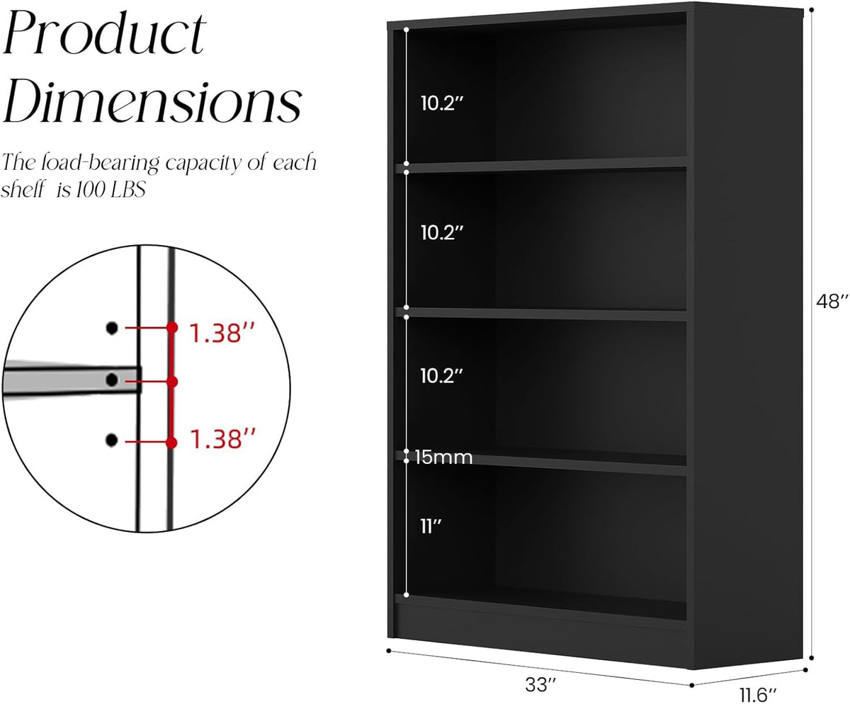 48 Inch 4-Shelf Wood Bookcase F104