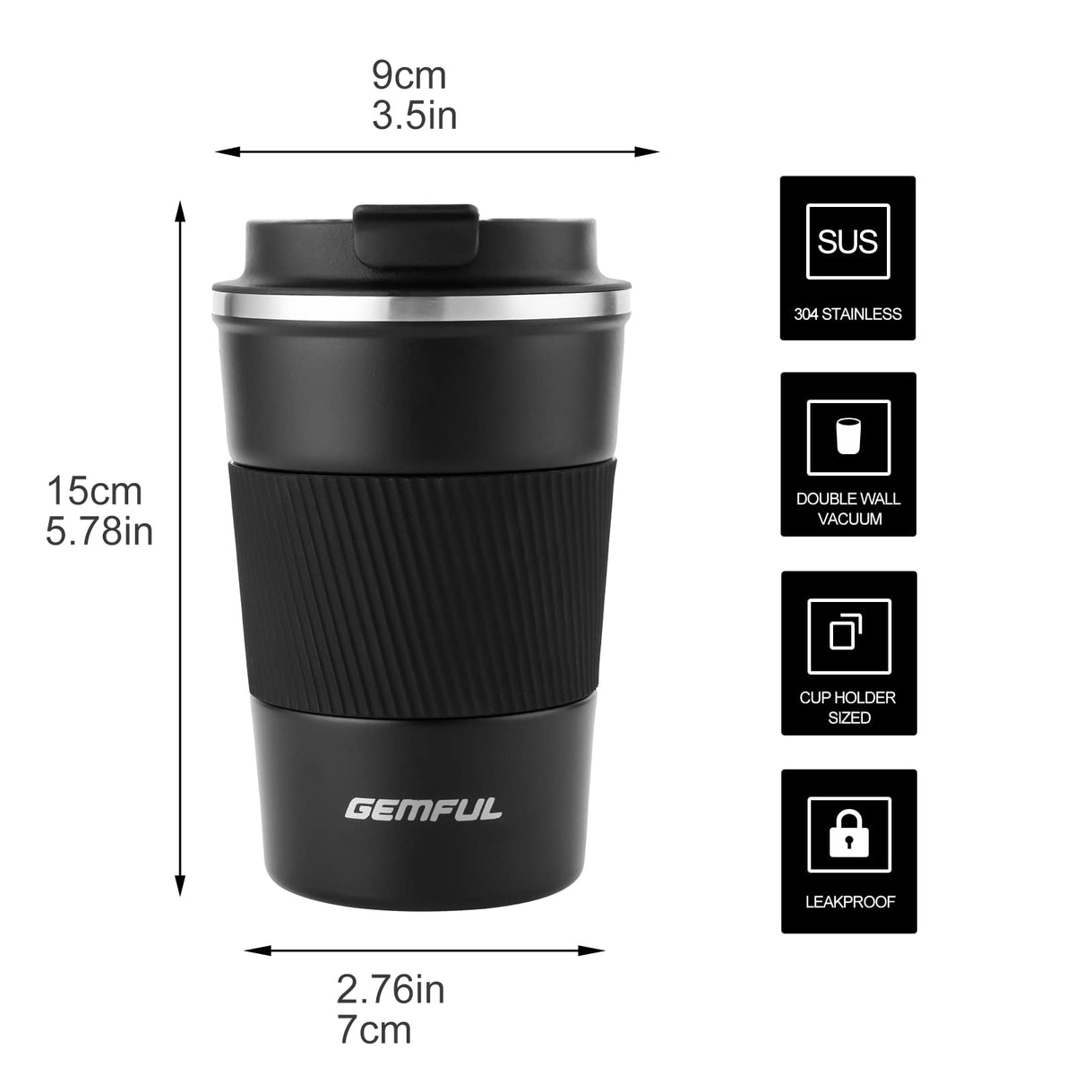13oz Insulated Stainless Steel Travel Coffee Mugs Set (2 Pack) C74906