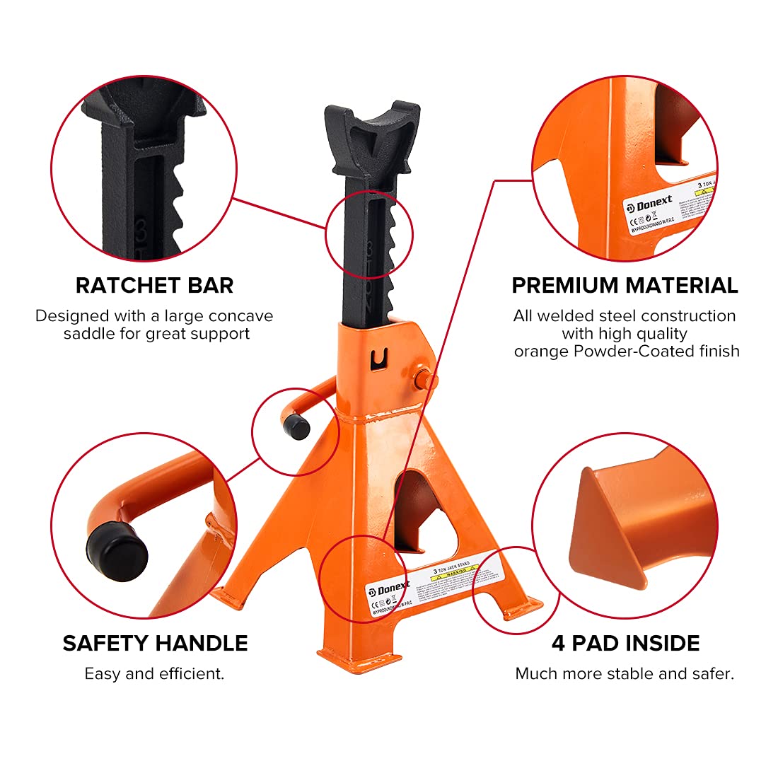 Steel Floor Jack and Orange Jack Stands X45173