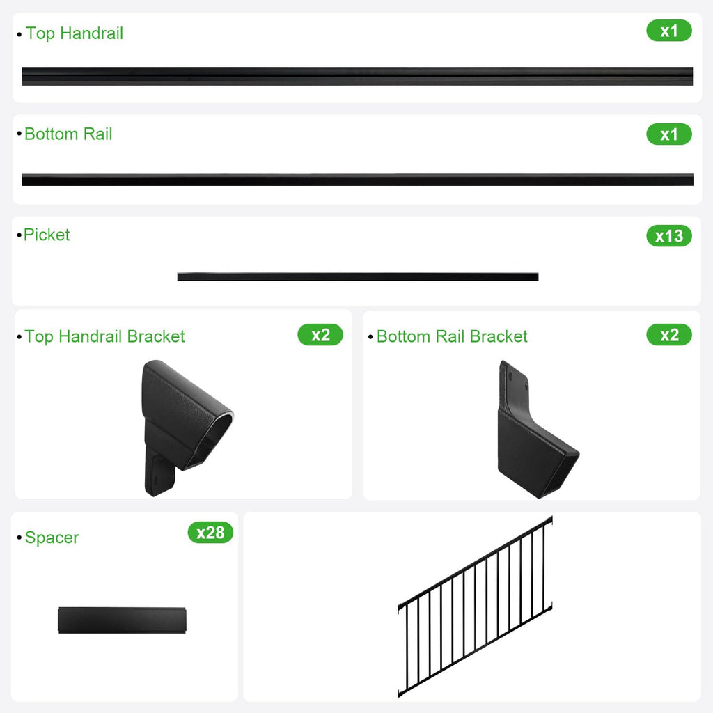 Heavy Duty Aluminum Stair Railing Kit, Textured Black L839