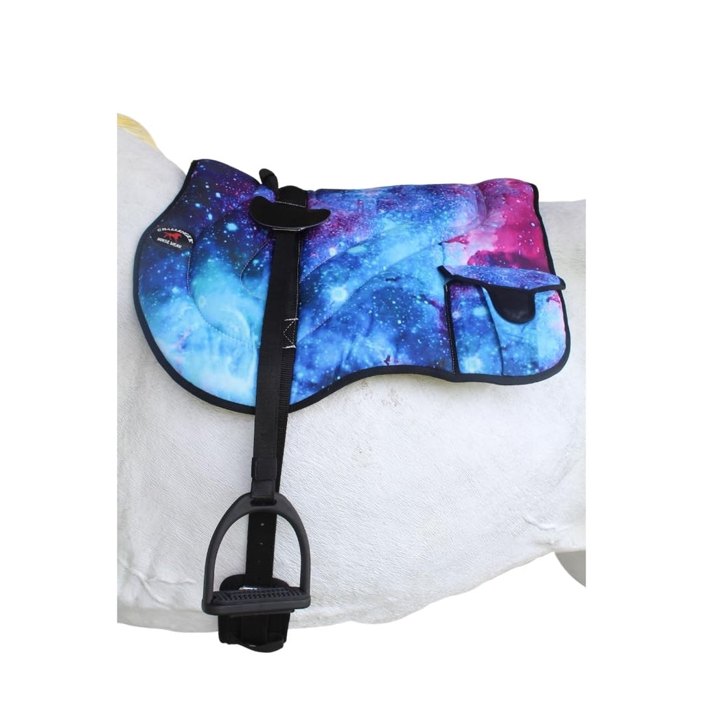 Neoprene Padded Anti-Slip Bareback Saddle Pad Blue Plaid E95611