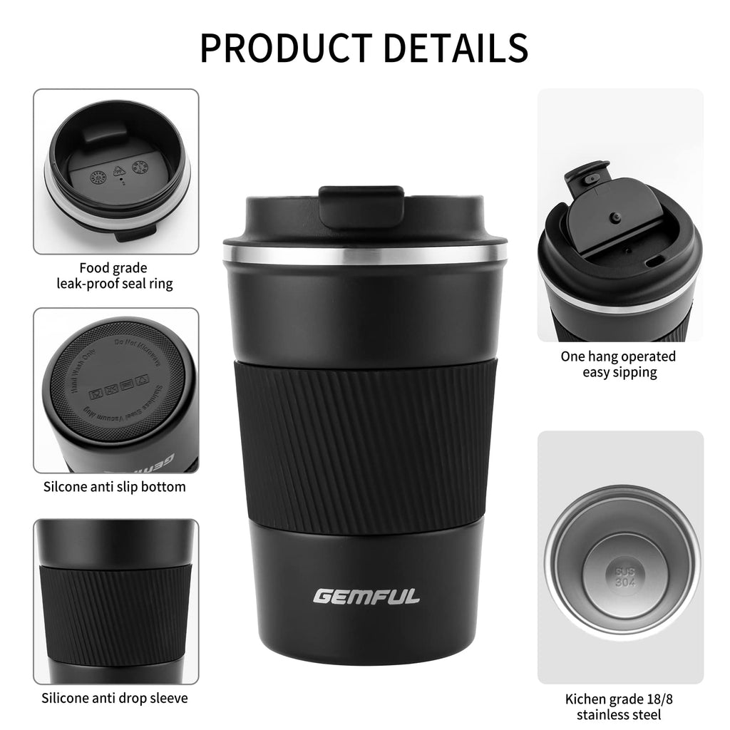 13oz Insulated Stainless Steel Travel Coffee Mugs Set (2 Pack) C74906