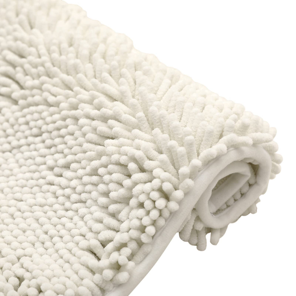 Non-Slip Microfiber Bath Rug Machine Washable Ivory 15 x 23 Inches N5133