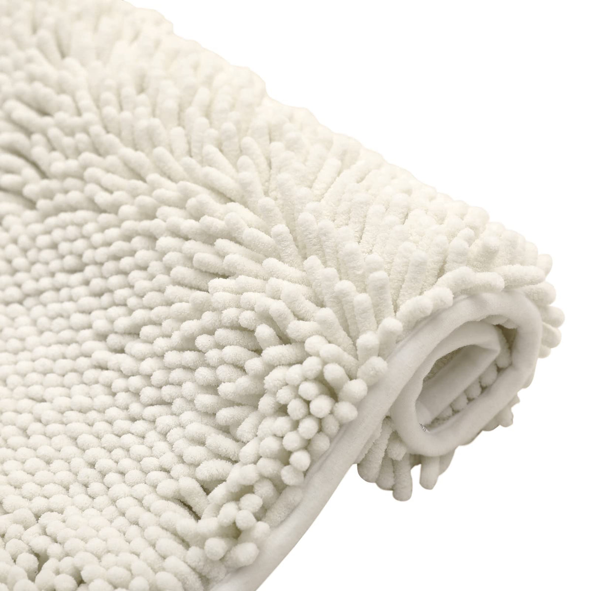 Non-Slip Microfiber Bath Rug Machine Washable Ivory 15 x 23 Inches N5133