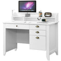 White Computer Desk with Drawers and Hutch O5311