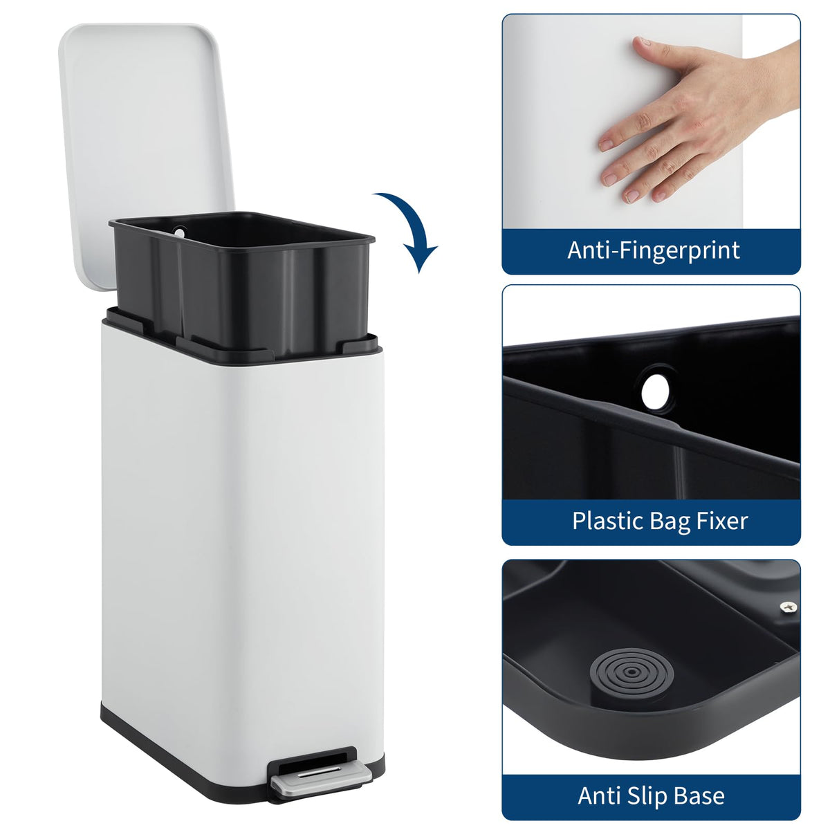13.2 Gallon Stainless Steel Step Trash Can with Lid K32815