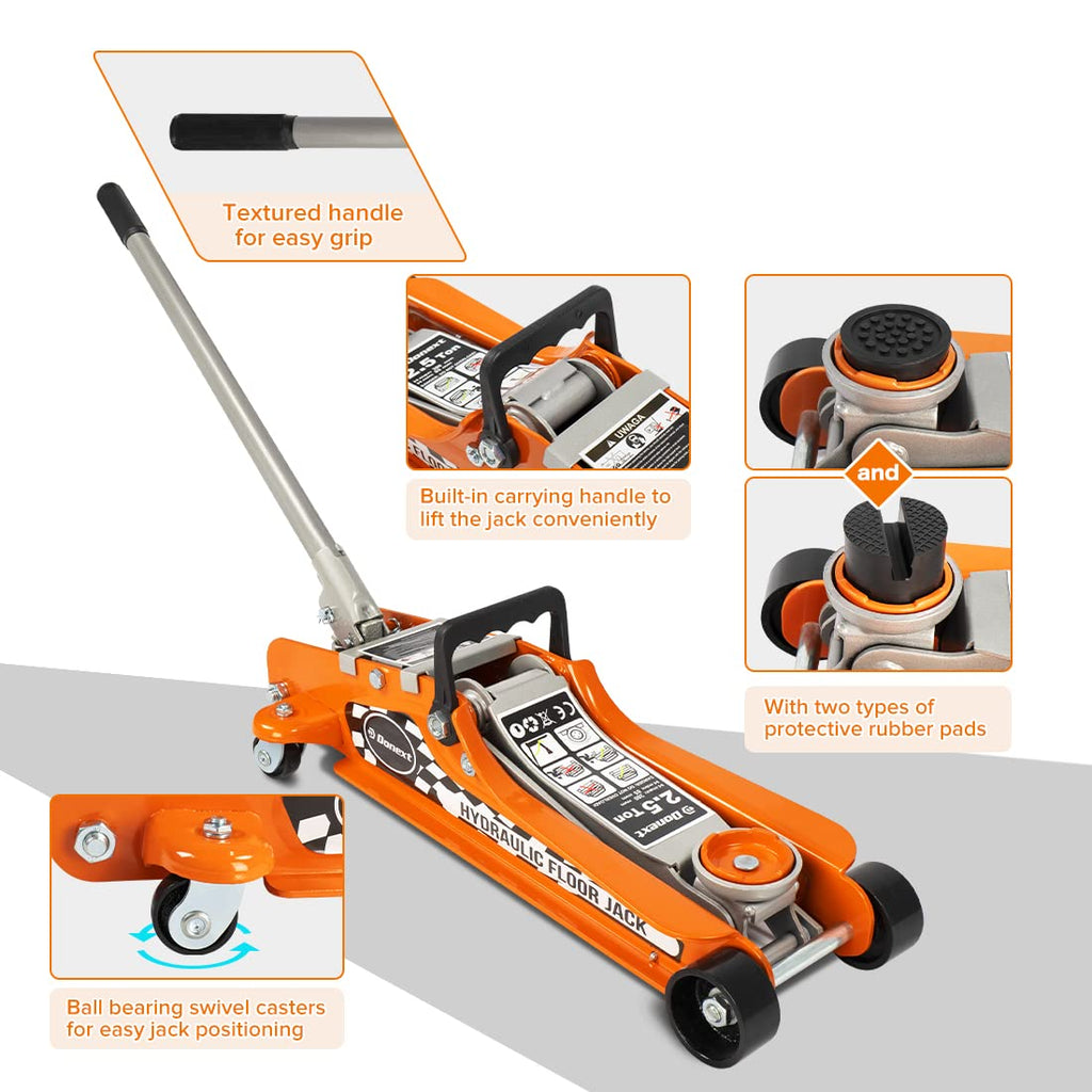 Steel Floor Jack and Orange Jack Stands X45173