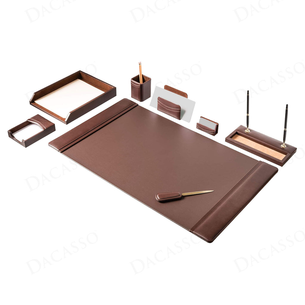 Chocolate Brown Leather 8 Piece Desk Set O992945