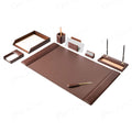 Chocolate Brown Leather 8 Piece Desk Set O992945