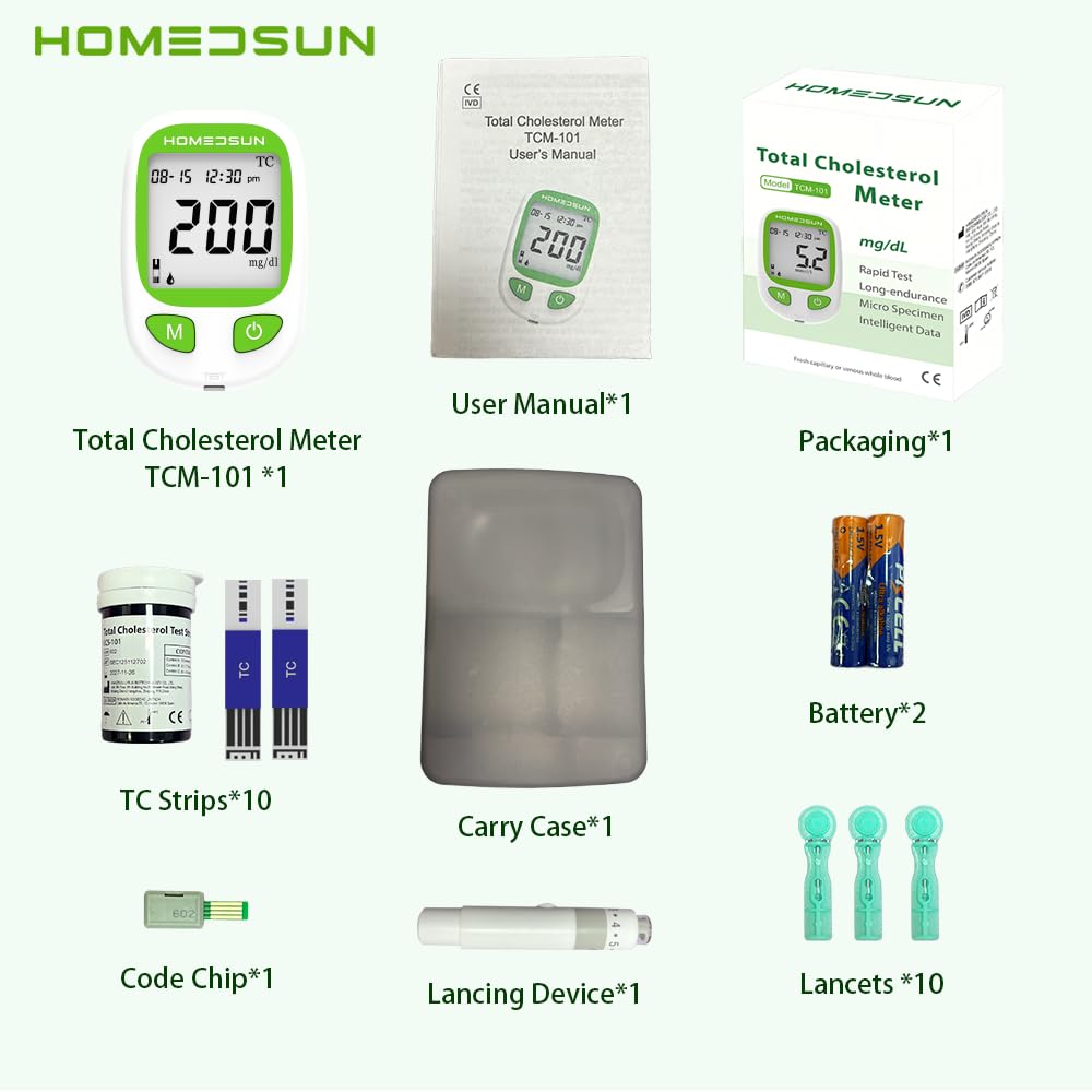 Total Cholesterol Monitor Kit with 10 Strips Lancets J580