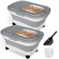 2 Pack 15Lbs Collapsible Airtight Pet Food Storage Container with Scoops S2515