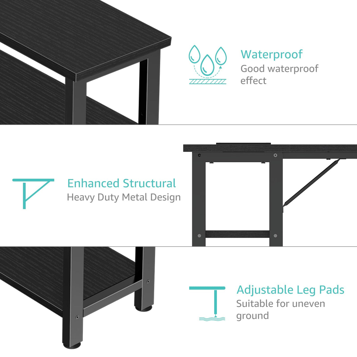 Black 40 Inch L Shaped Corner Computer Desk with Power Outlet Z79042