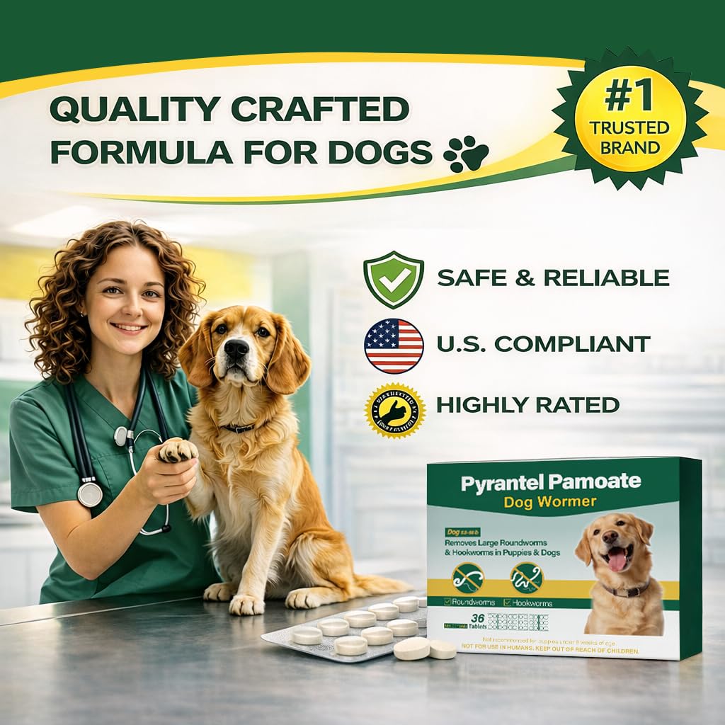 Chewable Pyrantel Pamoate Dog Dewormer 36 Tablets F901