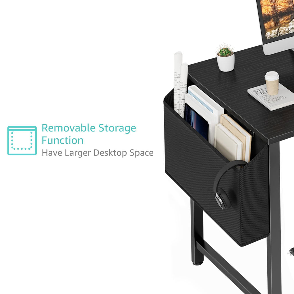 Black 40 Inch L Shaped Corner Computer Desk with Power Outlet Z79042