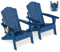Oversized Folding Adirondack Chairs Set of 2 Blue Q42702