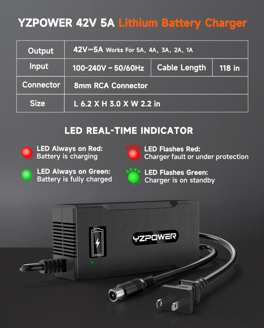 42V 5A Scooter Charger RCA Round Charging Port C760387