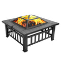 32in Outdoor Metal Wood Burning Fire Pit with Spark Screen R6360