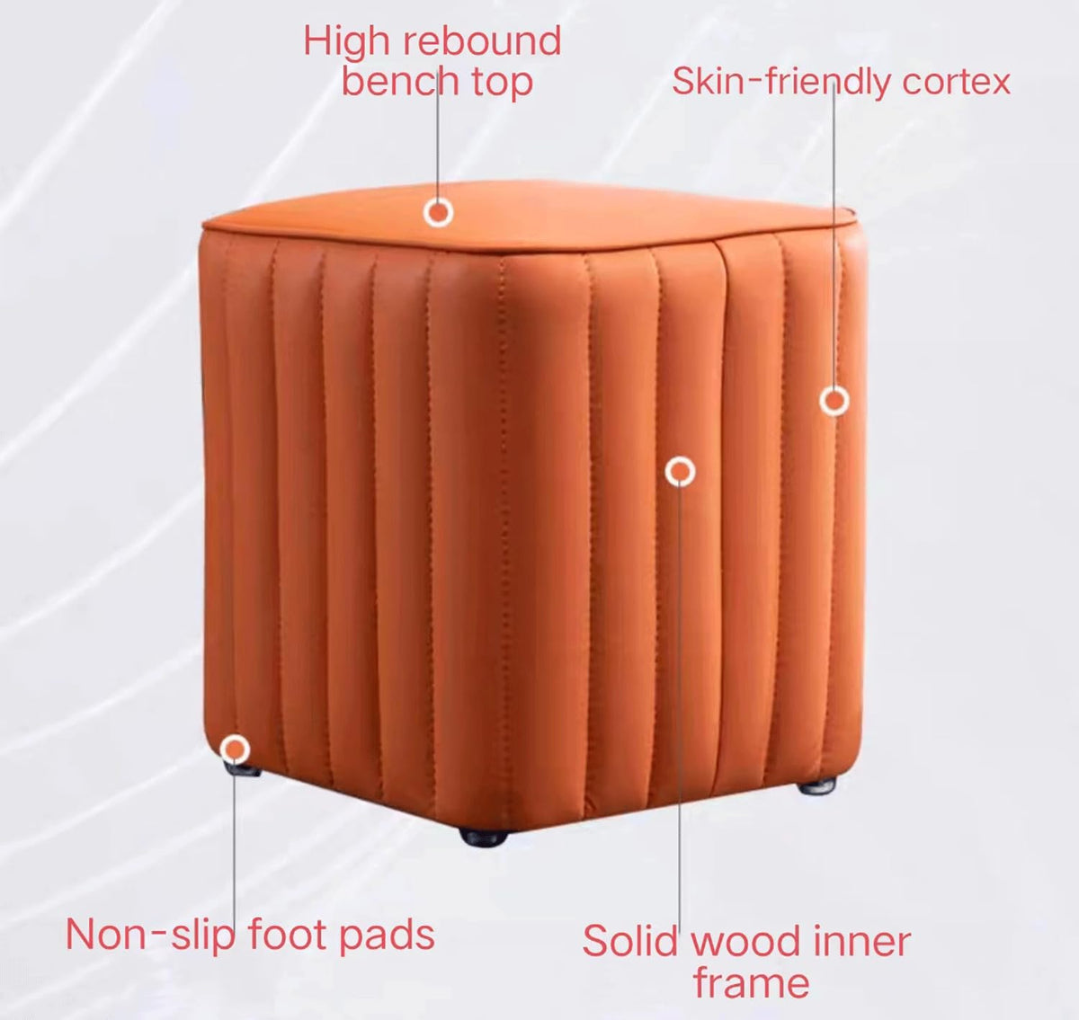 Dark Blue Leather Square Ottoman G9252