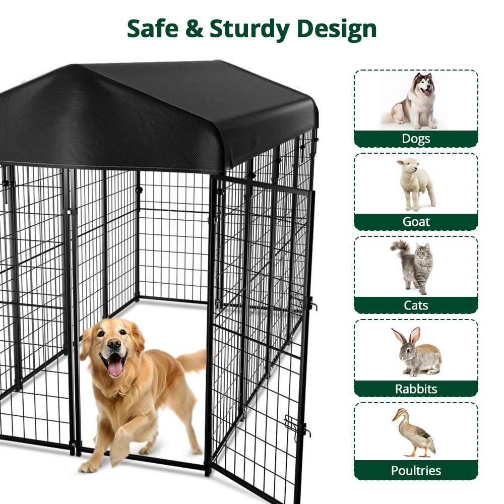 8'x6'x4' Outdoor Dog Kennel with Roof I205