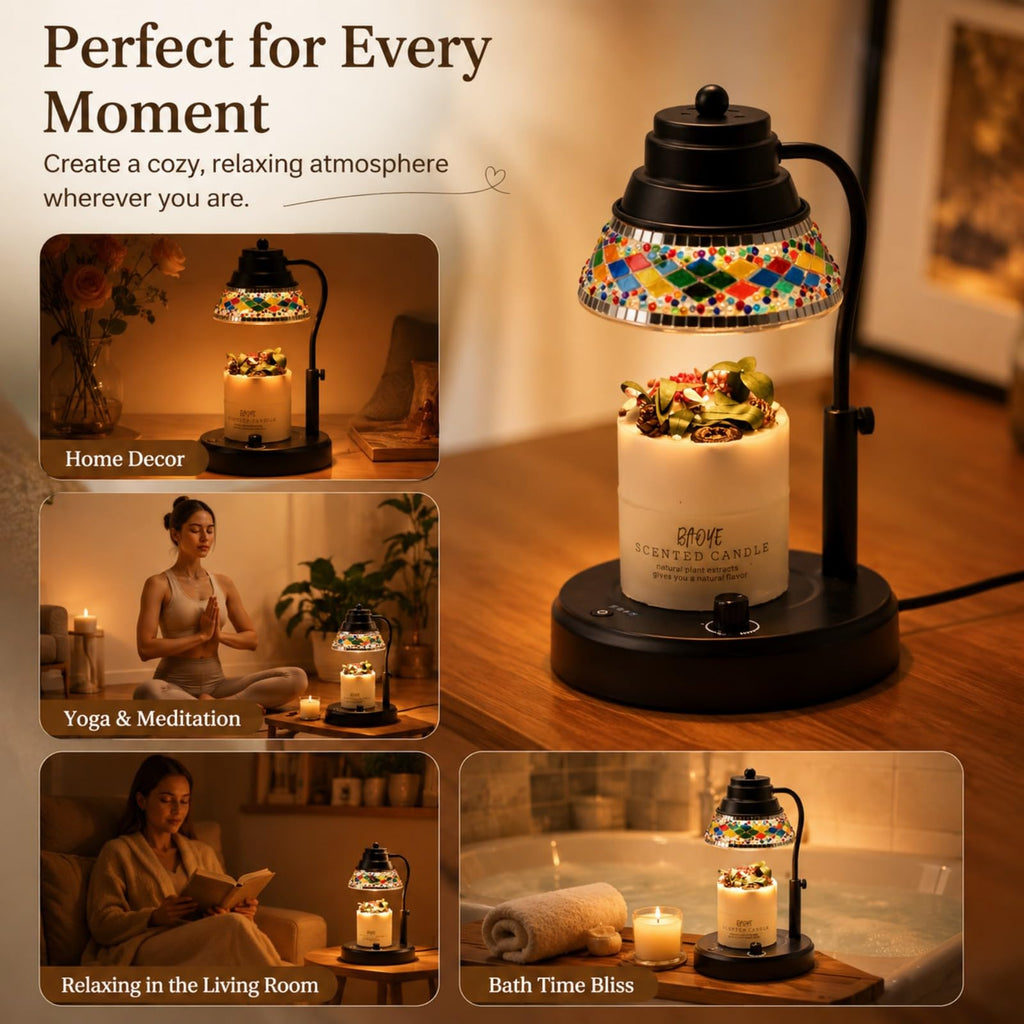 Black Candle Warmer Lamp with Timer & Dimmer U5564