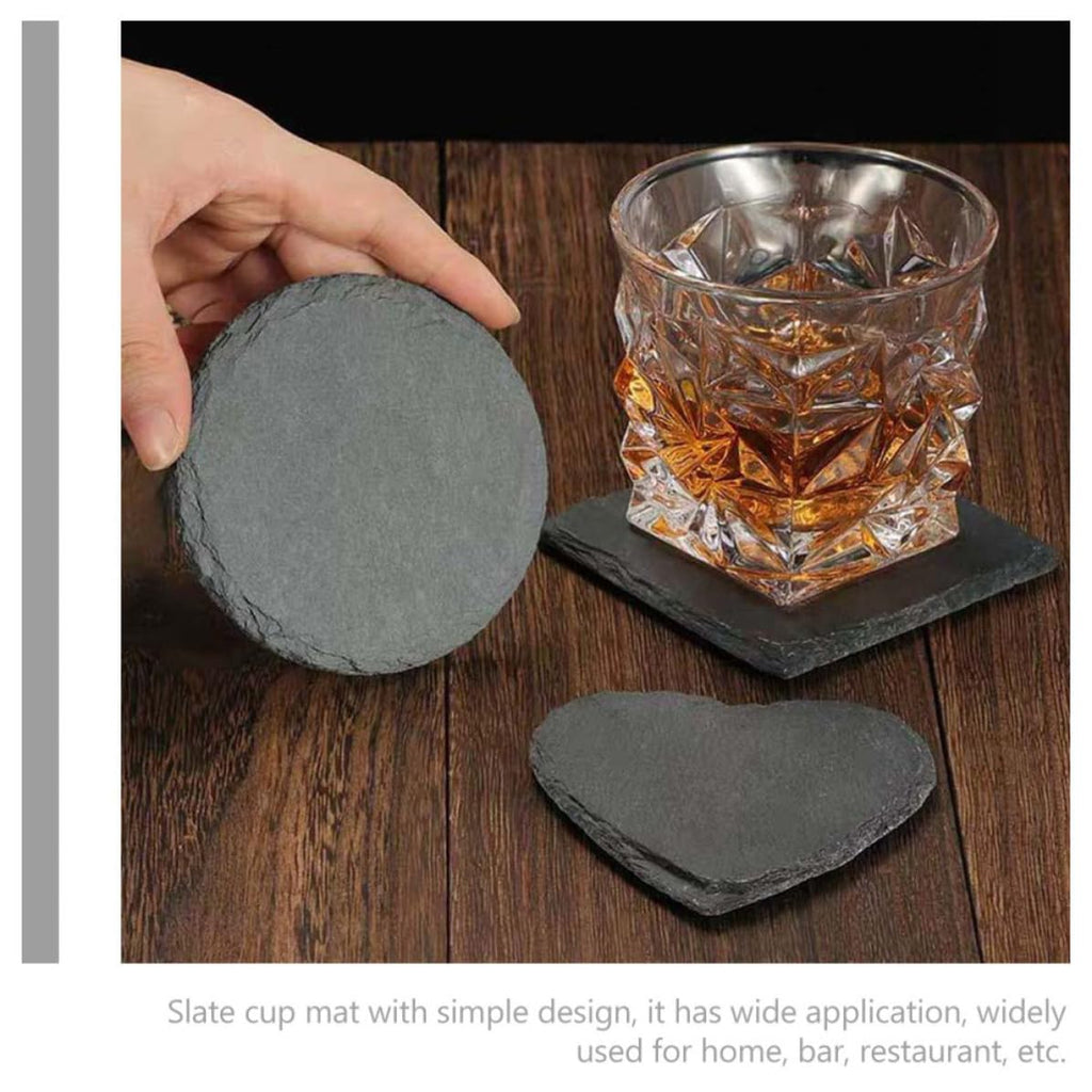Black 12pcs Natural Stone Coaster Set F730