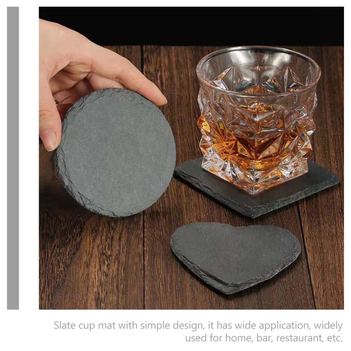 Black 12pcs Natural Stone Coaster Set F730