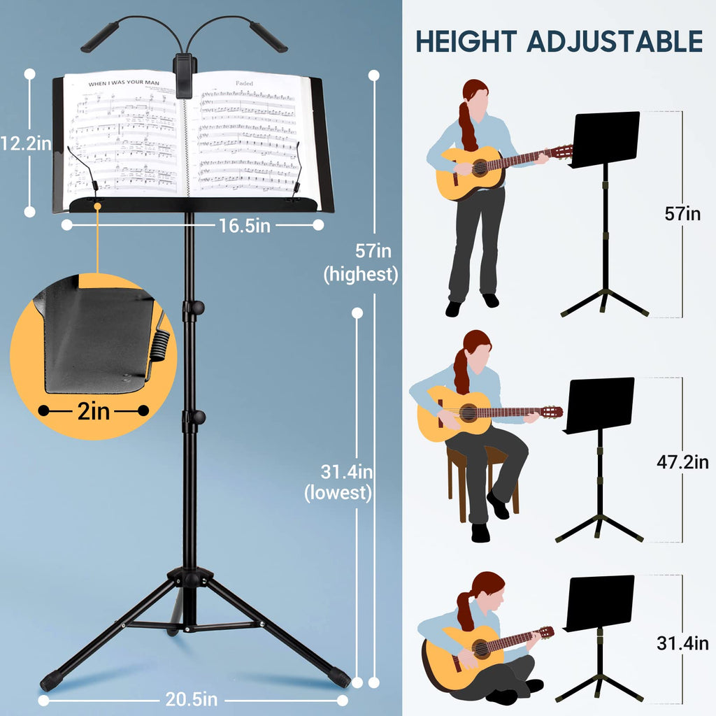 6 IN 1 Sheet Music Stand with Carrying Bag Metal Portable F3133
