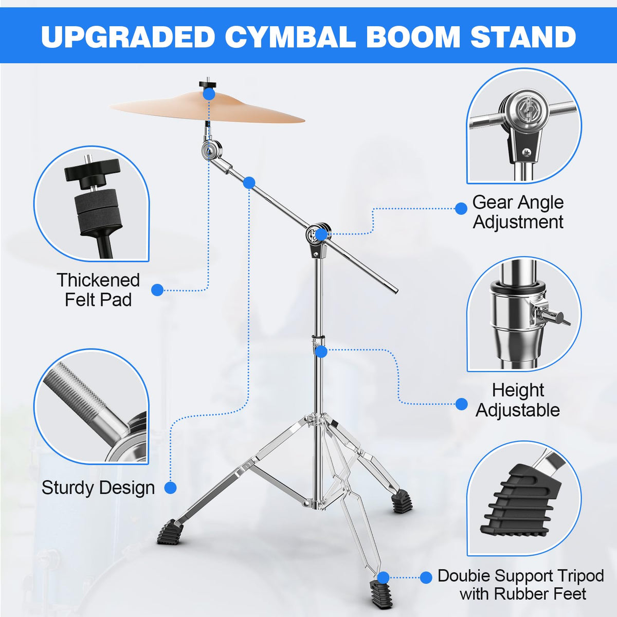 Adjustable Boom Cymbal Stand with Double Braced Legs X653