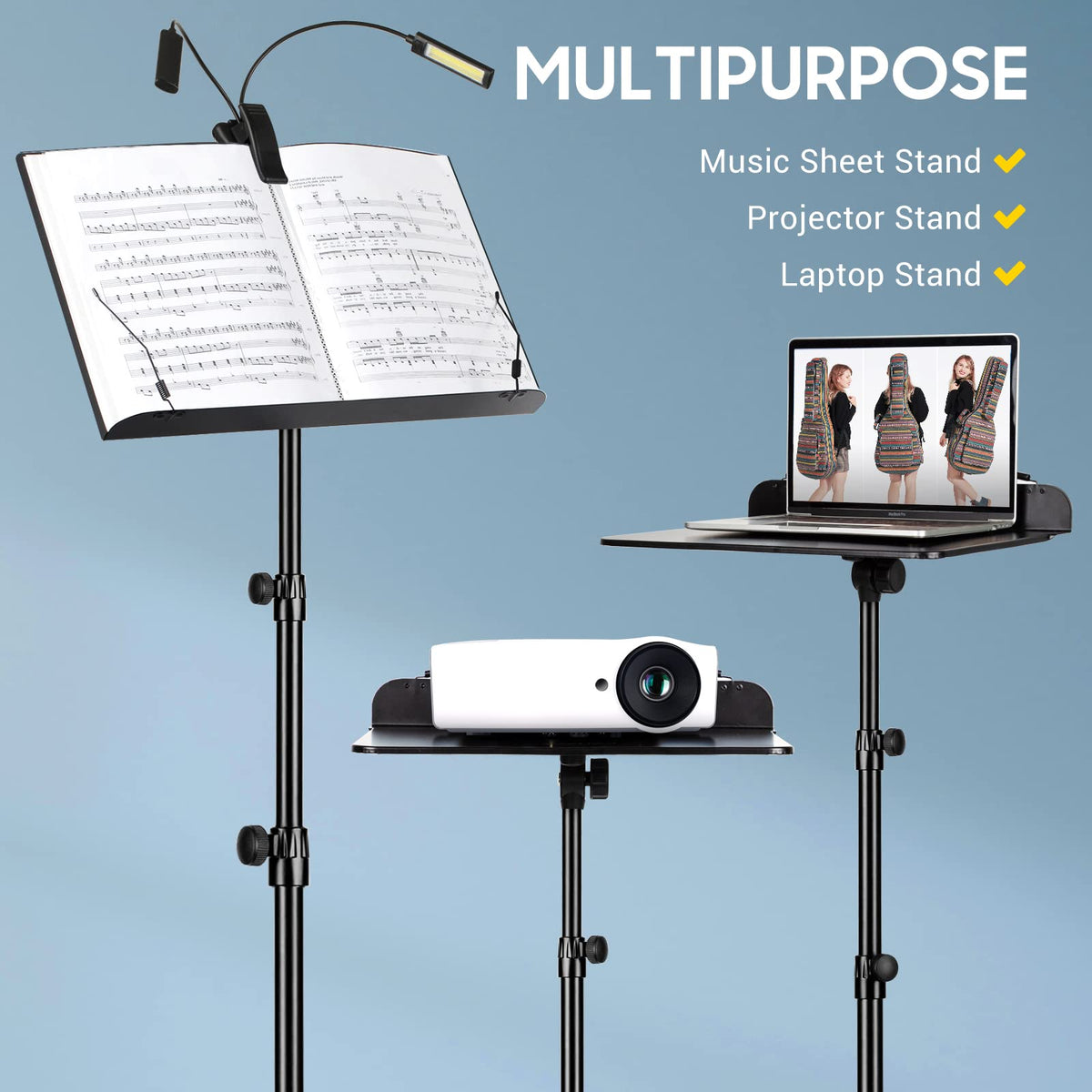6 IN 1 Sheet Music Stand with Carrying Bag Metal Portable F3133