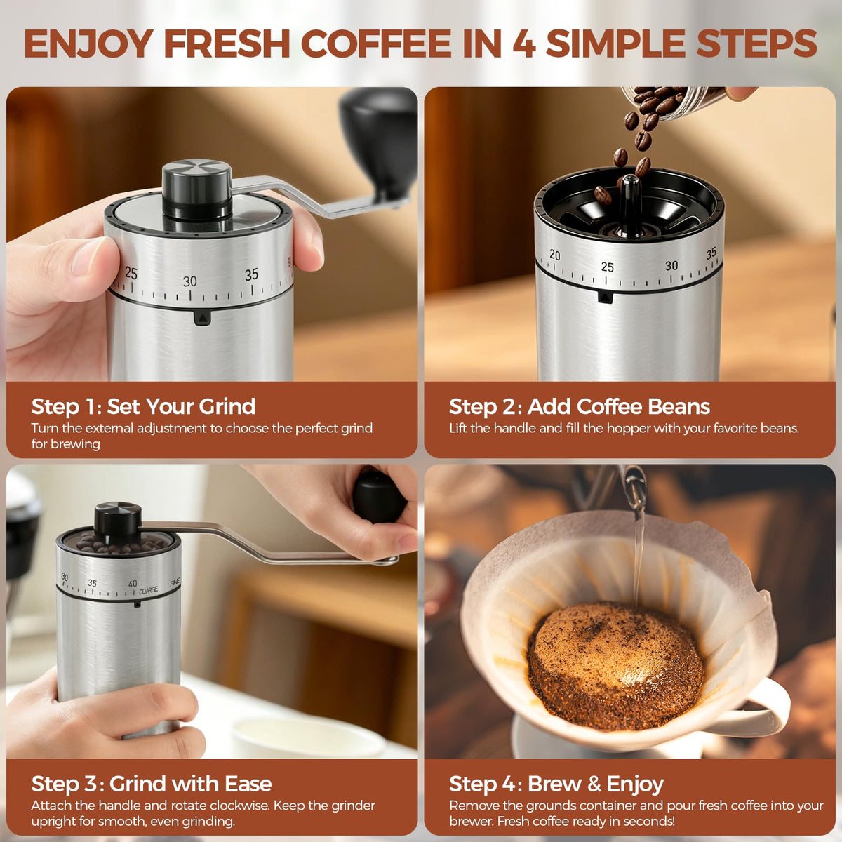 Manual Coffee Grinder with Ceramic Conical Burr K171