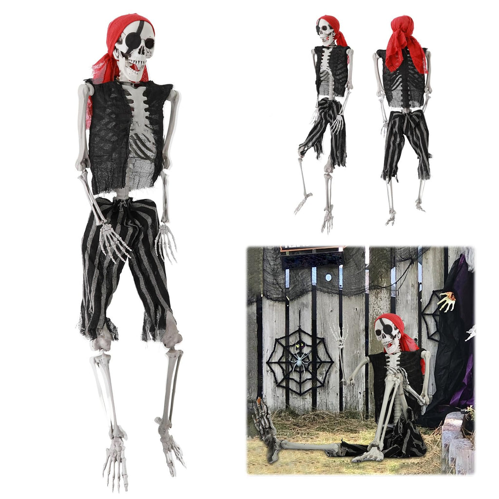 5.4Ft Posable Halloween Skeleton with Movable Joints S976091