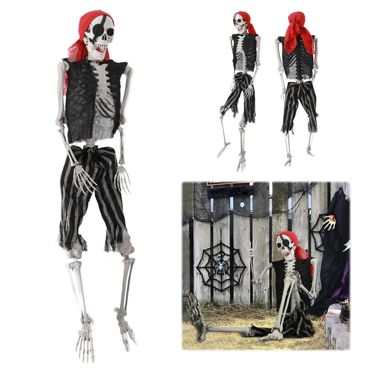 5.4Ft Posable Halloween Skeleton with Movable Joints S976091