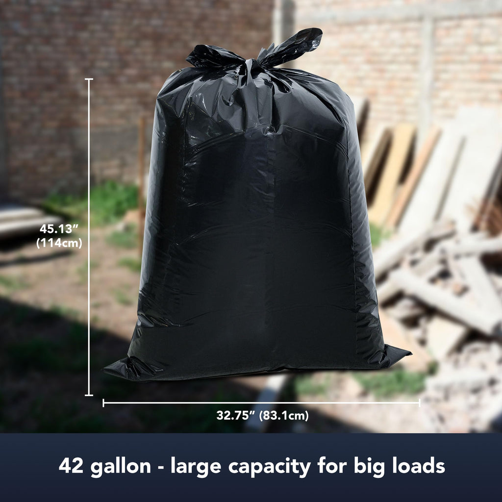 42 Gallon Extra Thick 3MIL Heavy Duty Bags with Tie Flaps, 32 Count U963