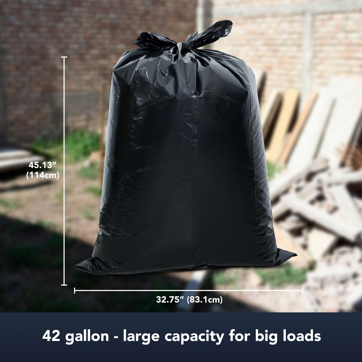 42 Gallon Extra Thick 3MIL Heavy Duty Bags with Tie Flaps, 32 Count U963