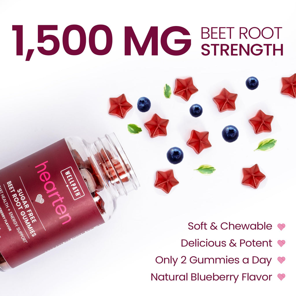 Sugar Free 1500 mg Blueberry Flavor Beet Root Gummies 60 Ct L4925