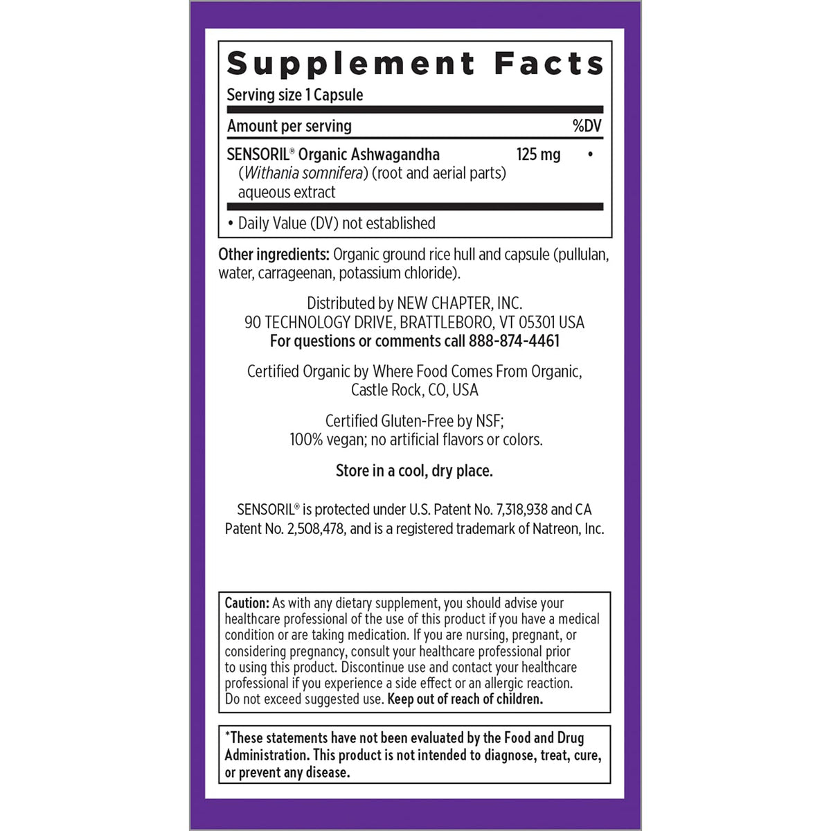 Organic Ashwagandha Supplement, 60 Count K750